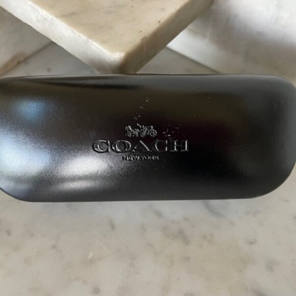 COACH Black Eyeglass Hard Clamshell Case Hinged with Cleaning Cloth - Picture 2 of 12